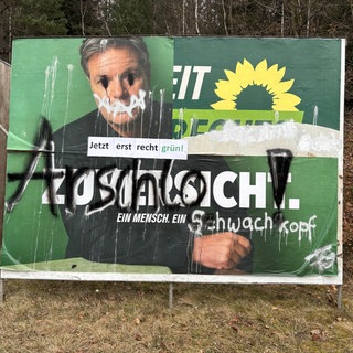 Wahlplkat der Grünen ist beschmiert - in der Westpfalz gab es 26 Anzeigen wegen zerstörter oder beschmierter Wahlplakate