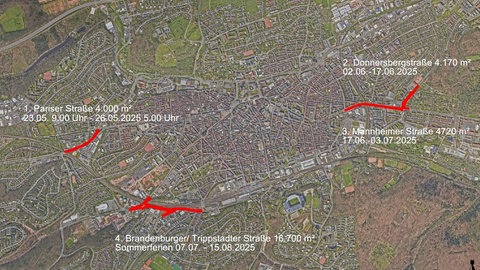 In Kaiserslautern werden über den Sommer mehrere Straßen saniert.
