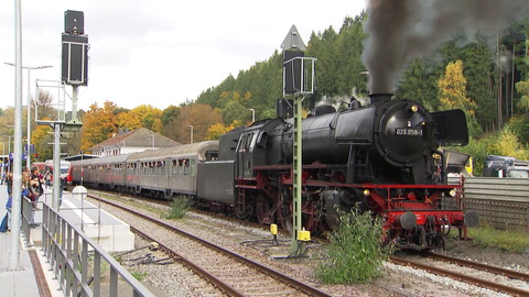 Dampflok am Bahnhof Pirmasens-Nord. 