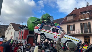 Fastnacht: Mehr als ein Dutzend Wagen zogen am Dienstag durch die Straßen in Niedermoschel.