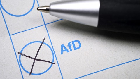 Landtagswahl: Stimmzettel mit Wahlkreuz bei der AfD