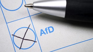 Landtagswahl: Stimmzettel mit Wahlkreuz bei der AfD