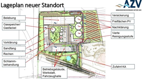 Lageplan für den neuen Standort der Kläranlage an der unteren Ahr