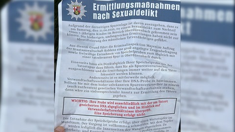 Mit diesem Schreiben informiert die Polizei die Menschen in Oberdürenbach.