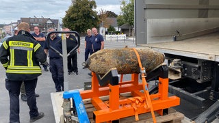Die Bombe aus Ahrweiler nachdem sie erfolgreich entschärft wurde