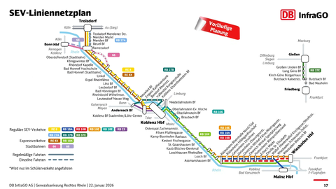Das vorläufige Ersatzbuskonzept für die Generalsanierung rechter Rhein.
