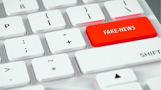Das Symbolfoto zeigt eine Computertastatur mit den Worten "Fake News" auf einer Eingabetaste. Die Polizei Koblenz warnt vor Falschmeldungen über vermisste Menschen. 