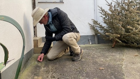 Auf der Suche nach Sternschnuppen-Krümel: Ein Meteoriten-Fan ist am Tag nach dem Einschlag auf der Suche nach Überresten in Koblenz-Güls.