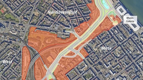 Ein Luftbild vom neuen Stadtquartier in Ludwigshafen.