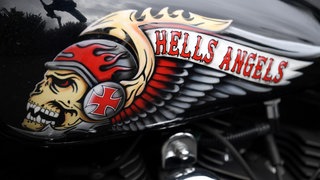 Emblem ders Rockerclubs Hells Angels auf dem Tank eines Motorrads, Symbolbild zu Hells Angels 