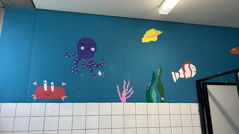 Am Karolinen-Gymnasium in Frankenthal haben Schüler in ihrer Projektwoche die Toilettenräume bemalt, damit diese nicht mehr verschmutzt werden. 