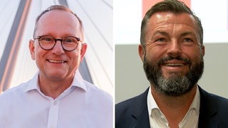 OB-Wahl Ludwigshafen: CDU-Kandidat Klaus Blettner (links im Bild) und SPD-Kandidat Jens Peter Gotter (rechts im Bild) treten nun in einer Stichwahl gegeneinander an