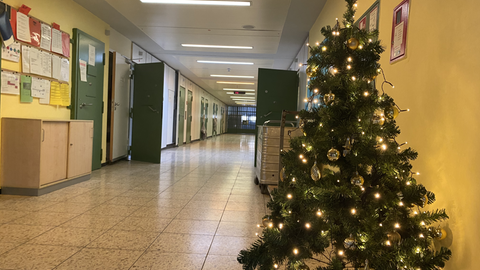 Weihnachten im Knast: Ein einzelner Weihnachtsbaum erinnert in dr JVA Frankenthal an das Fest.