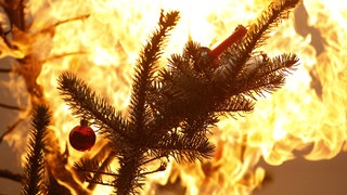 In Bad Dürkheim haben echte Kerzen an einem Weihnachtsbaum ein Feuer verursacht, durch das ein Wohnhaus zerstört wurde (Symbolbild).