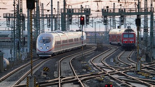 Züge auf Gleisen bei Mannheim
