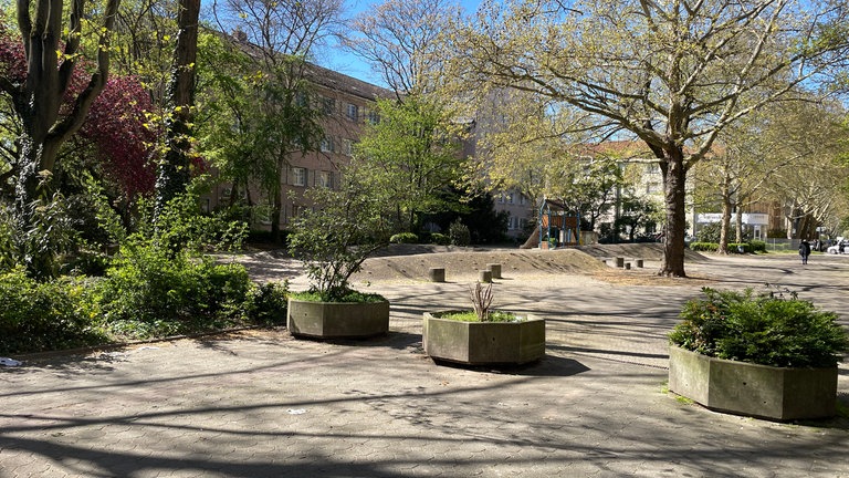 Der Spielplatz an der Goetheanlage im Ludwigshafener Stadtteil Hemshof.
