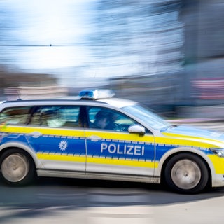 Das Bild zeigt ein Polizeiauto. Bei Hochstadt wurde ein betrunkener Transporterfahrer von der Polizei festgenommen.