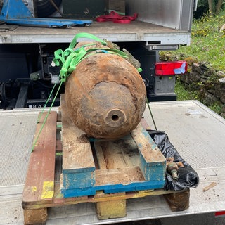 Die 500-Kilo-Fliegerbombe, die Experten vom Kampfmittelräumdienst in Mainz erfolgreich entschärft haben.