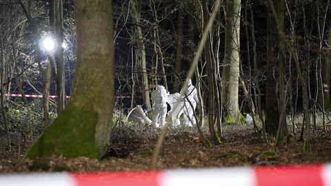 Die Spurensicherung steht im Ober-Olmer Wald bei Mainz. Dort wurde eine verbrannte Leiche gefunden