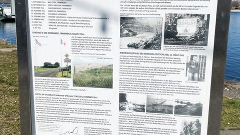 Auf einer Informationstafel wird beschrieben, was sich im März 1945 in Nierstein zugetragen hat.