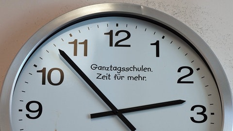 Auf einer Uhr steht: Ganztagsschule - Zeit für mehr
