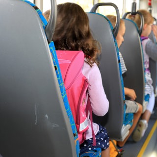 Kinder sind in einem Schulbus in Bingen, als dieser plötzlich stark abbremsen muss.