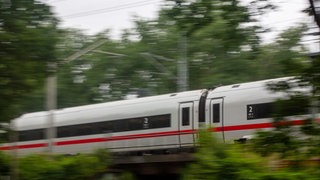 Ein fahrender Zug: Die Bahnstrecke Mainz-Alzey soll zweigleisig ausgebaut werden (Symbolbild)