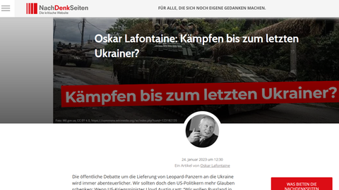 Oscar Lafontaine ist als Autor auf den "NachDenkSeiten" aktiv. In einem Beitrag kritisiert er die Waffenlieferung an die Ukraine. Außenministerin Annalena Baerbock (Grüne) bezeichnet er indirekt als Kriegshetzerin.