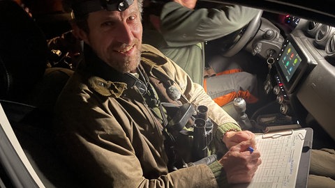 Forscher Ulf Hettich zählt die Tiere im Scheinwerferlicht. 