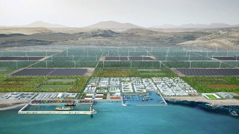 Noch ist das Science Fiction - aber so stellen sich Peter Heck und sein Team die mauretanische Küste nach ihren Plänen vor. 