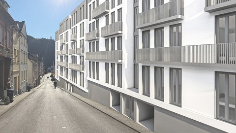55 Wohnungen in fünf Geschossen: So soll der Wohnkomplex in Traben einmal aussehen. 