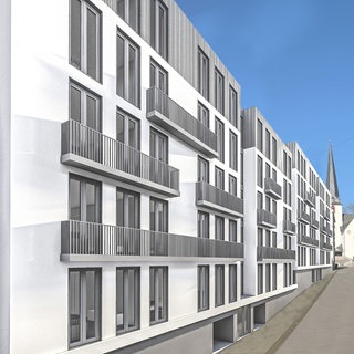 55 Wohnungen in fünf Geschossen: So soll der Wohnkomplex in Traben einmal aussehen. 