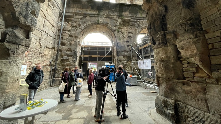 Im Inneren der Porta-Nigra-Baustelle.