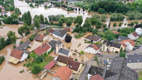 Der Ort Minden an der Sauer (Eifelkreis Bitburg-Prüm) nach der Flut am 15.Juli 2021. 