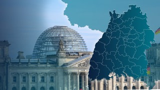Symbolbild mit allen Wahlkreisen in BW für die Bundestagswahl 2025