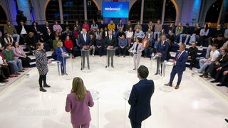 Blick ins Studio der SWR Wahlarena zur Landtagswahl 2026 in Rheinland-Pfalz 