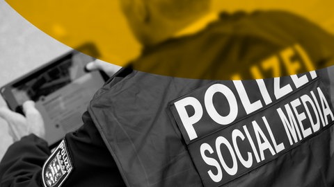 Social Media-Polizist bedient ein Tablet