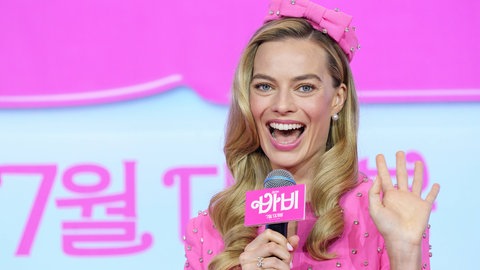 Die australische Schauspielerin Margot Robbie während der Pressekonferenz zum Film „Barbie“ in Seoul, Südkorea, 2023