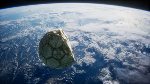 Ein kaputter Fußball im All