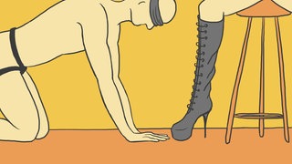 Ein Mann unterwirft sich einer Domina (Grafik): Beim Sex können spielerisch Erfahrungen gemacht werden, die abseits des Alltäglichen liegen: Fremdgehen, Partnertausch, Dominanz und Unterwerfung