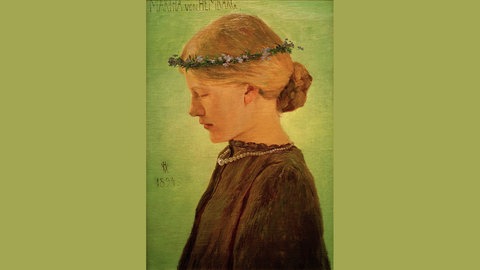 Martha von Hembarg (Mädchenkopf), 1894, Martha Schröder, Vogelers spätere Ehefrau (Öl auf Leinwand, 45,7 × 31,5 cm, Privatbesitz)