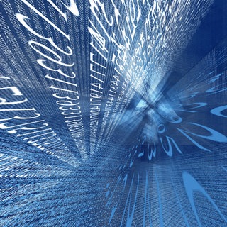 Transparenter digitaler blauer Raum aus Primzahlen