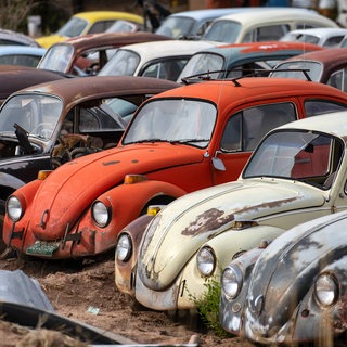 Ausrangierte rostige VW-Käfer auf einem Schrottplatz: Der technische Fortschritt hat sich rasant entwickelt. Doch um Neues einzuführen, muss Altes aufgegeben werden. Erstmals werden Strategien entwickelt, wie das gut gelingt. 