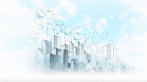 Eine technische Skizze einer Stadt mit Hochhäusern. Der 50. Erfindersalon in Genf öffnet seine Türen. Zeit für eine Bestandsaufnahme: Wie innovativ ist Deutschland wirklich?