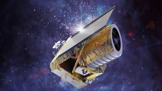 Darstellung von Weltraumteleskop Euclid, das nun einen ersten Datensatz geliefert hat.