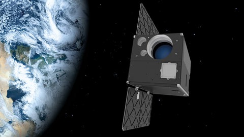 Satellit im All, tags: Frauenhofer-Institut Satellit Freiburg All Rakete