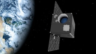 Satellit im All, tags: Frauenhofer-Institut Satellit Freiburg All Rakete