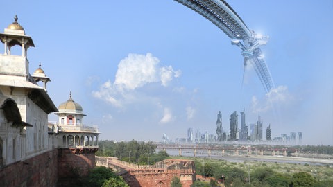 Megastruktur mit Weltzraumaufzug.