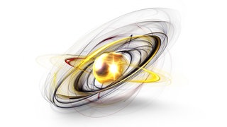 Zwischen Atomkern und den Elektronen befindet sich nichts außer elektromagnetischen Feldern: Wenn man Energie in Masse umrechnet, stellt man fest: Die ganze Materie auf der Welt besteht fast ausschließlich aus Bindungsenergie. Es gibt also kaum was, das man anfassen kann. 