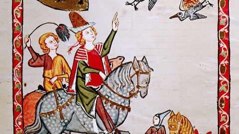 Große Heidelberger Liederhandschrift (Codex Manesse), Zürich (1305 - 1340): Markgraf Heinrich III. von Meißen (um 1215 - 1288), Deckfarben auf Pergament
